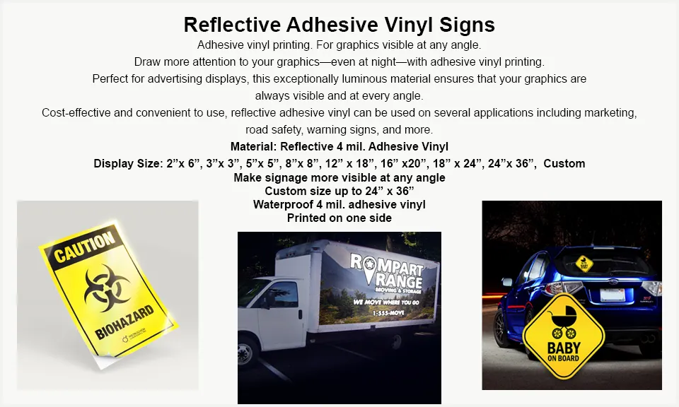 Reflective Adhesive Vinyl Signs